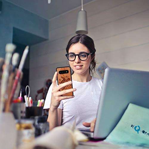 JuBeCo S10+ Case,Galaxy S10+ Wood Case, Wood Slim Case+TPU Bumper for Samsung Galaxy S10+ (6.4inch) - Sea Turtle 5