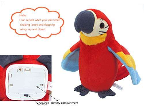 xiulifeifei Talking Parrot Plush Toy, Repeat What You Say Funny Kids Stuffed Toys, Birthday Gift Kids Early Learning Animal Toy Electronic Toy 4
