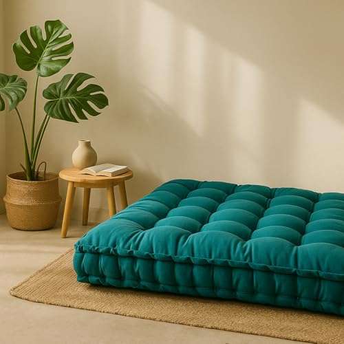 Drokona Khadi Essential Cotton Filled Mattress Gadda Soft & Reversible, Pure Cotton Fabric, Firm Gadda for Floor & Bed, (72 x 36 x 4 Inches,) (Coral Green, Single) (Single) 5