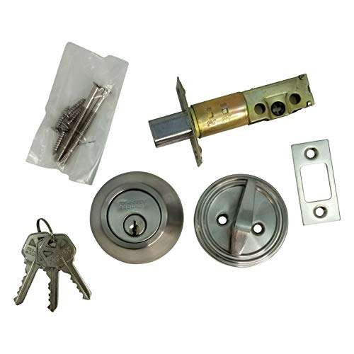 RI-KEY SECURITY - DeadBolt Lock Entry Keyed Cylinder 3 Key Exterior Interior Kw1 Stainless Steel 4