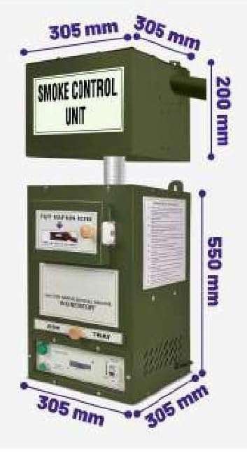 Generic Sanitary Napkin Incinerator Machine with Digital Display | Napkin Disposal Machine | 180-200 Pads per Day | 25 Min Cycle Time | Steel Body with Anti-Rust Powder Coating (Green) | 1 Count 3