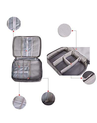 Electronic Organizer, Travel Electronics Accessories Organizer Bag- Cable Organizer Bag with 3 Removable Dividers, Padded Gadget Carrying Case for Cables, Portable Chargers, Electronics Adapters 6