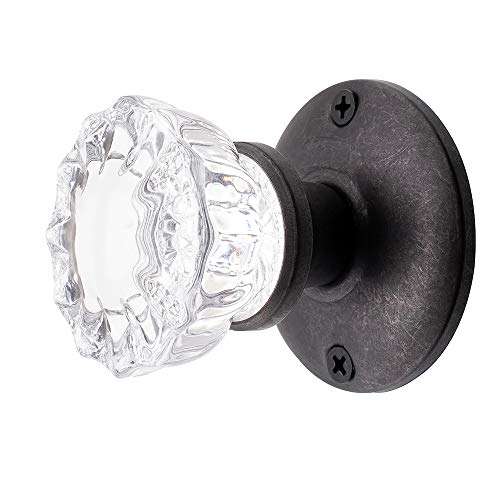 RoussoUSA 0919eORB Fluted Crystal Glass & Oil Rubbed Bronze Complete Passage Door Knob Sets for Modern Door includes Original Wood Adapters 6