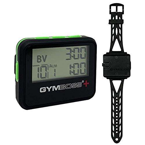 Gymboss Plus Interval Timer and Stopwatch and Gymboss Strap - Bundle (Black with Green Buttons) 1