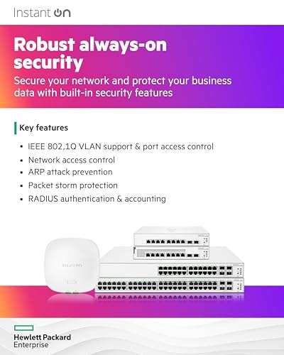 HPE Networking Instant On Switch Series 1930 24-Port Gb Smart-Managed Layer 2+ Ethernet Switch with PoE | 24x 1G | 4X SFP+ | 24x CL4 PoE 370W | US Cord (JL684B#ABA) 5