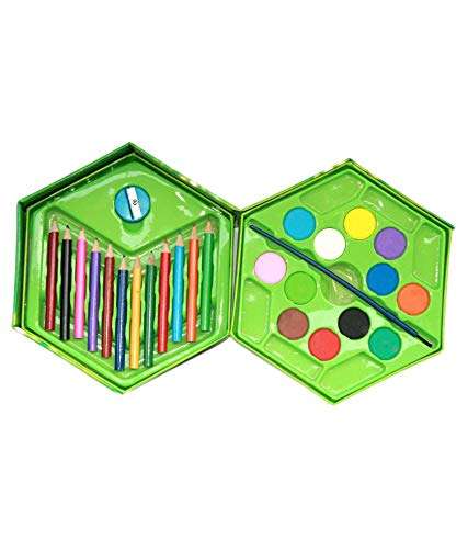 VBE® 46 Pieces Color Pencil Box With Crayons, Water Colors And Sketch Pen Set (Green Box) 5