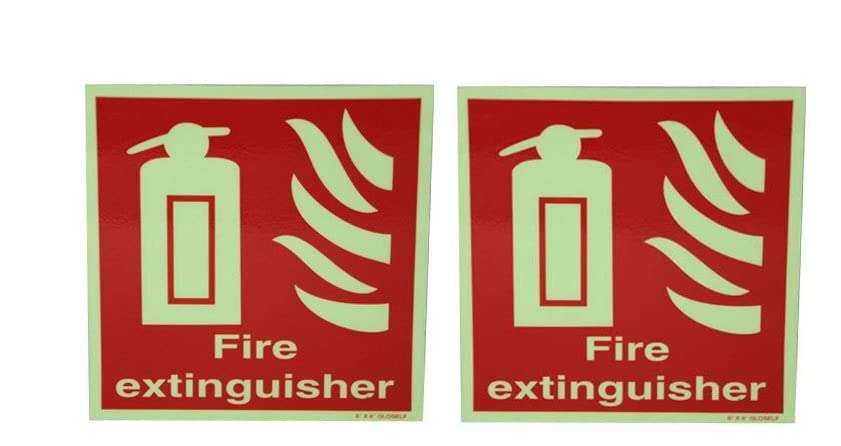 K T I® Autoglow Signage Fire Extinguisher Sign Board 3mm PVC Sheet with high Glow intensity in Total Darkness Size- 200x250 MM Pack Of 2 1