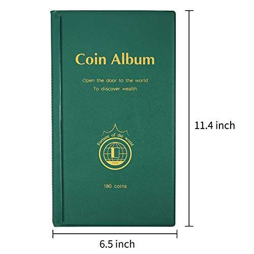 AITIME 180 Pockets Coin Collecting Holders Book Album for Collectors - Coin Collection Supplies, Collector Album Storage Suitable for Coin Diameter Less Than 1.66 Inches Storage (Green) 4