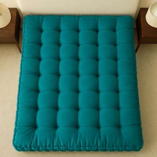 Drokona Khadi Essential Cotton Filled Mattress Gadda Soft & Reversible, Pure Cotton Fabric, Firm Gadda for Floor & Bed, (72 x 36 x 4 Inches,) (Coral Green, Single) (Single) 2