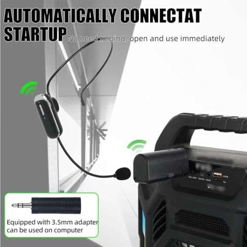 kh Dual Wireless Microphone Headset for 2 People with 1/4''Plug, Range, UHF Wireless Headset Mic for Karaoke Speaker, Amplifier, Mic Speakers, PA System, Teaching, Fitness Teaching, Conferences 3