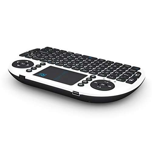 Rii i8 Mini Bluetooth Keyboard with Touchpad＆QWERTY Keyboard, Portable Wireless Keyboard with Remote Control for Smartphones/Laptop/PC/Tablets/Windows/Mac/TV/Xbox/PS3/Raspberry Pi .Silver White 5