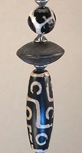 Brown African Tribal Ceramic Glass Stone & Wood with Agate Stone Giraffe Animal Pattern Ceiling Fan Pull Chain 1