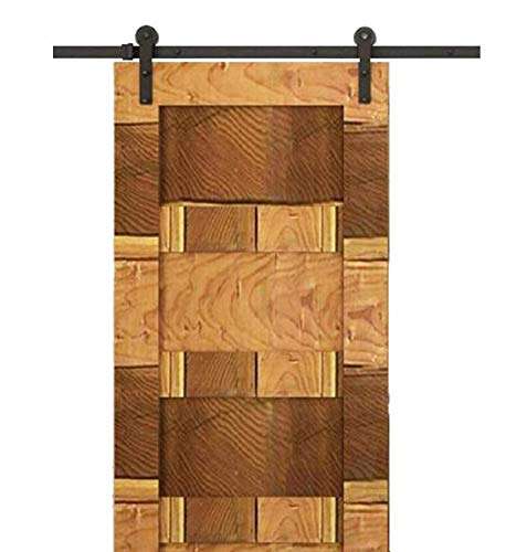 MJC & Company Low-Profile 6.6ft Sliding Barn Door Hardware Kit - Modern Wheel Hanger Design (Single Rail) Ultra-Quiet Operation - Easy to Follow Instructions 3