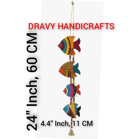 DRAVY HANDICRAFTS Hanging Fish Main Door Hanging Latkan Toran for Pooja Garden Balcony Wall Hanging Decoration Items for Room Wall Décor for Home (Set of 2 Unit) (Length-24 inch) (Multicolour 4) 3
