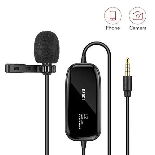 Lavalier Microphone, ESDDI Omnidirectional Lavalier Lapel Mic with 236 Inch Cord, Perfect for Recording YouTube Interview Video Conference Podcast Voice Dictation iPhone 1