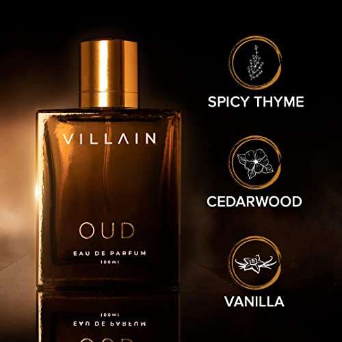 VILLAIN Oud Eau De Parfum for Men, 100ml| Super Long Lasting Premium Fragrance| Oudh Perfume| Oriental, Smoky, Spicy| Attar Like Scent for Luxury and Richness| Bold and Strong Aroma 5
