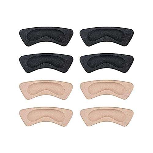 Prostuff.in Shoe Insole Reusable Heel Cushion Pads Soft Shoe Inserts Self-Adhesive Foot Care Protector Grips Liners Loose Shoes - for Women & Men- 4 Pairs (2 Black,2 Beige)