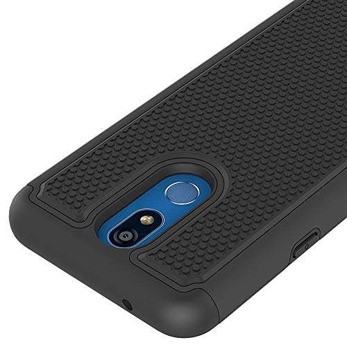 Phone Case for LG K40/K12 Plus/X4 2019/Solo LTE/Xpression Plus 2/Harmony 3 with Tempered Glass Screen Protector Cover and Slim Rugged Silicone Accessories LGK40 K 40 40K L423DL LMX420 Cases Men Black 6