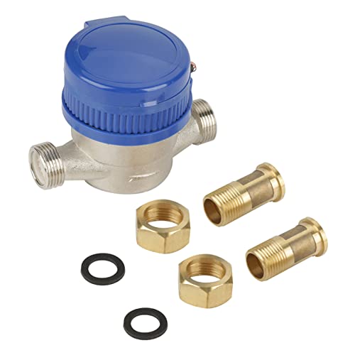 B07Ms1Fzb6,water meter 3/4 + Water Meter 15mm 1/2 inch Cold with Fittings for Garden & Home Usage