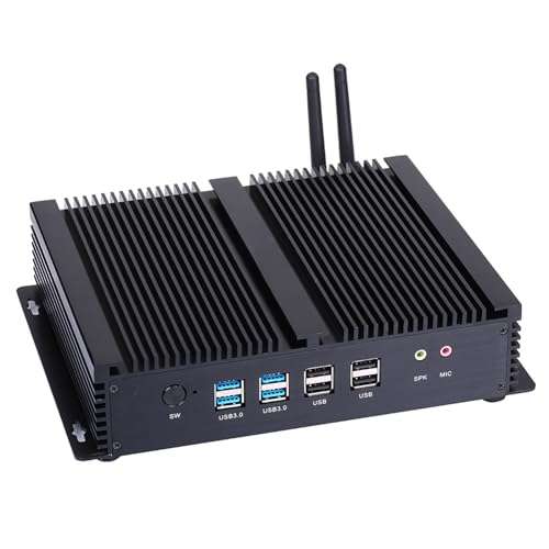 HUNSN Fanless Industrial PC, Mini Computer, I5 4200U 4250U 4258U 4278U 4288U, Windows 11 / Linux Ubuntu, IM04, 2 x HDMI, 2 x LAN, 6 x COM, 4 x USB3.0, 4 x USB2.0, 8G RAM, 512G SSD, 1TB HDD 2