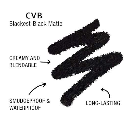 CVB C75 Intense HD Kajal Eyeliner | Bold Black, Waterproof & Smudge-Proof Eye Pencil for Long-Lasting Definition, 1.2g 3