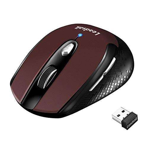 LeadsaiL Wireless Mouse for Laptop, 2.4G Portable Slim Cordless Computer Mouse with 6 Buttons, USB Mouse for Windows 10/8/7/Mac/MacBook Pro/Air/HP/Dell/Lenovo/Acer 1