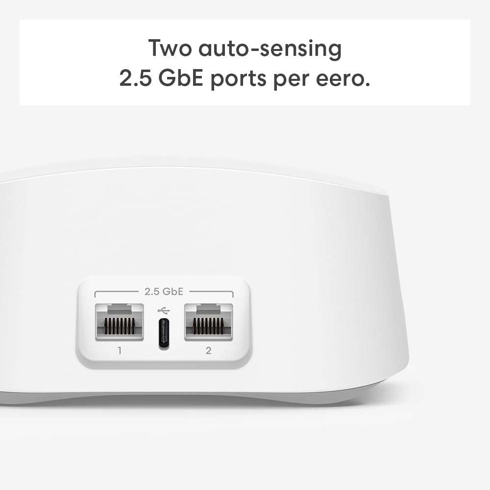 Introducing Amazon eero 7 dual-band mesh Wi-Fi 7 router (newest model) - Supports internet plans up to 2.5 Gbps, Coverage up to 6,000 sq. ft., 3-pack 3