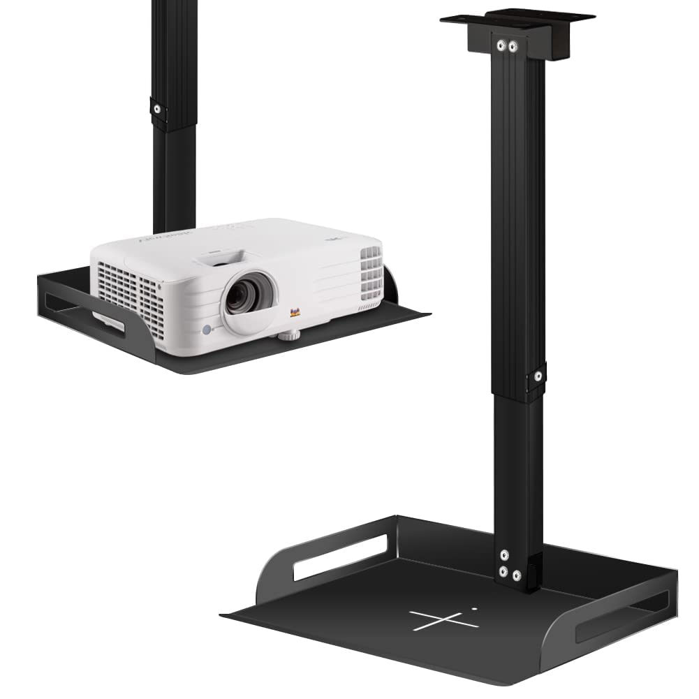 JGPIN Universal Ceiling Mount with Tray for Projector/Camera,Wall/Ceiling Mounting, No Hole Installation, Height Adjustable 11.4-22inches, in-Tube Cable Routing 6