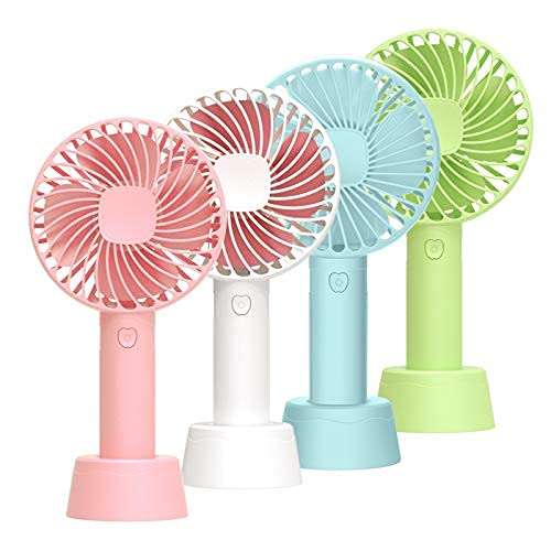 X4Cart Mini Portable USB Built-in Rechargeable Battery Operated Summer Cooling Table Fan with Standing Holder Handy Base For Home Office Outdoor Travel (Assorted Color, Pack of 1) 2