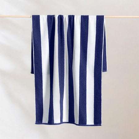 100% Pure Cotton Towel Hotel Pool/Swimming/Beach/Bath Sheet/Gym/Beach Towel Extra Large Size Bath Towel - Pack of 1 - Size 90 CM x 180 CM (36" in x 72" in) - Blue & White Stripes 3