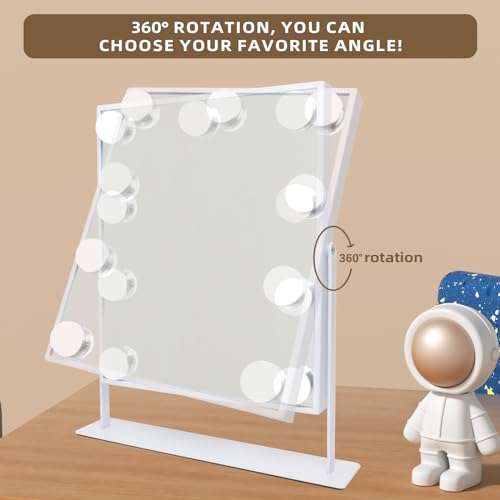 Hansong Hollywood Lighted Vanity Makeup Mirror, Plug in Light-up Girls Professional Mirror, Removable10x Magnification, 3 Colour Lighting Modes (White) 5