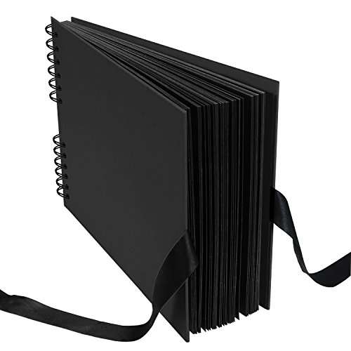 Scrapbook Album, 80 DIY Pages Photo Collection by LUNIQI, Black Paper for Anniversary, Wedding, Birthday, Valentines Day,Travel Graduation Gifts(40 Sheets, 80 Pages) with 6 Corner Stickers 2
