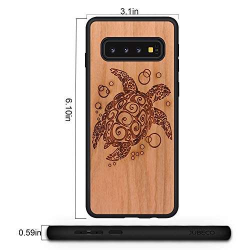 JuBeCo S10+ Case,Galaxy S10+ Wood Case, Wood Slim Case+TPU Bumper for Samsung Galaxy S10+ (6.4inch) - Sea Turtle 2