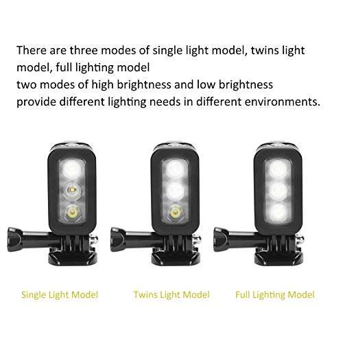 Underwater Video Light, 98ft(30m) Diving Light 3 Brightness Dimmable Waterproof LED Video Fill Night Light for GOPRO Hero 4/3+/3/2/1/sj4000/sj5000/sj6000/for Xiaomi Yi 3