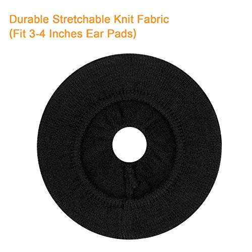 JARMOR Earpads Sweater Cover Protectors with Stretchable Knit Fabric for Beats Studio 3/2 Bose QC35 25 15 Headphones and Other Headsets with 3-4 Inch Ear Cushions [ 2 Pairs ] (Black) 3