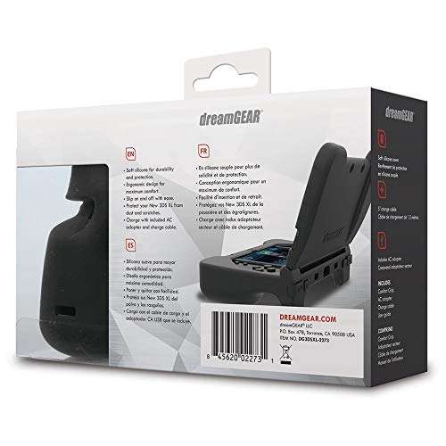 dreamGEAR Power Play Kit Accessories: Compatible with Nintendo NEW 3DS XL, 3-In-1 Bundle, Soft Comfort Grip Case, Charging Cable, AC Adapter, Black 3