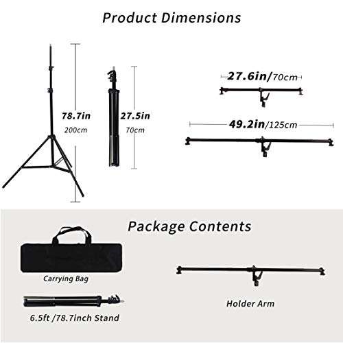 GSKAIWEN Reflector Holder Arm Stand Retractable 360 Degree Swivel Holder Arm Kit with 78.7Inches/6.5 Feet Light Stand and Bag for Photo Studio Product and Portrait Photography 2