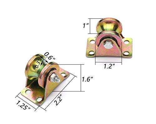 Anmeilexst 4 Pcs Color Zinc Plating 1.2" U-Groove Track Wheel, Sliding Door Roller, for Track Sliding Doors, Mechanical Carts and Mobile Workbench 3