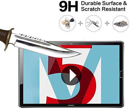 Fitsmart Shockproof Armor Heavy Duty Dazzle Case with Stand Double Protective Back Cover + 1 Tempered Glass for Huawei BAH2-W19 - Black (Combo Pack) 6