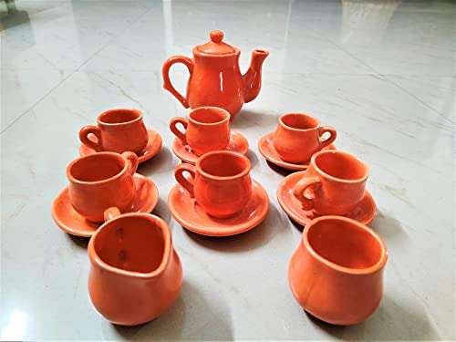 BhagyaShree Ceramic Kids Toys Kids Tea Set/Tea Cups Set with Suacers for Children DIY Kitchen Ceramic Tea Set for Kids Tea Set Tea Party Teapot Play Set Girls Kitchen Toy for Kids ONLY 3
