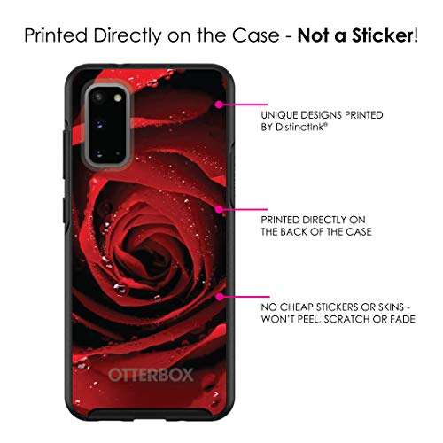 DistinctInk Case for Samsung Galaxy S20 Ultra / S20 Ultra 5G (6.9" Screen) - Replacement for OtterBox Symmetry Custom Black Case - Dew Covered Red Rose 2