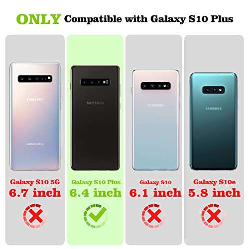 Cute Galaxy S10 Plus Case, Glitter Luxury Bling Diamond Rhinestone Bumper with Ring Grip Kickstand Protective Thin Girly Red Samsung Galaxy S10+ Plus Case for Women Girl - Red 2