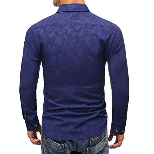 Mens Novelty Butterfly Printed Shirts Long Sleeve T-Shirt Casual Slim Fit Dress Shirts Navy 4
