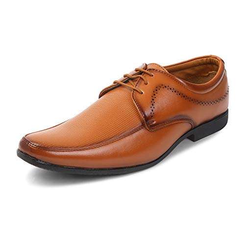 MUTAQINOTI Men's Formal Shoes Tan Handcrafted Leather Shoes for Men (in_DYTN) 9UK 1