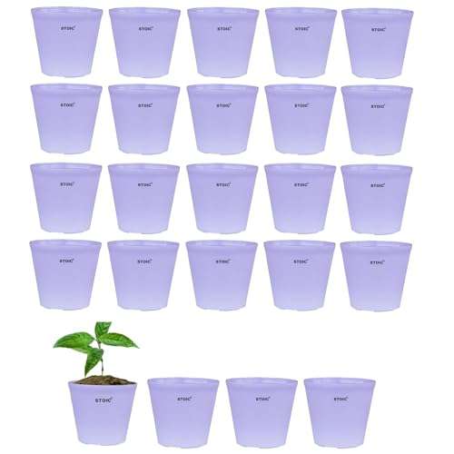 STOIC Nursery Planter Pot |Indoor and Outdoor 4 inches Plastic Flower Pots for Home/Office/Table/Garden/Balcony Decoration | Pack of 24 | Purple