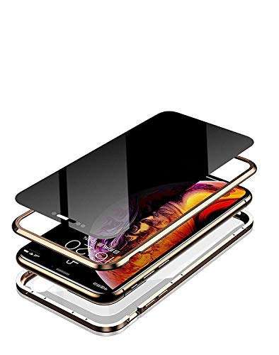 FHZXHY iPhone 11 Pro Max Privacy Glass Case All-Inclusive Clear Double Sided Tempered Glass Magnet Absorption Metal Bumper Frame Protective Case for iPhone 11 Pro max 6.5inch 2019,Purple 6
