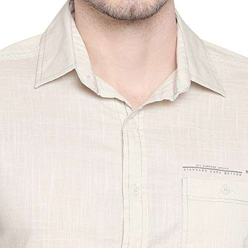 Mufti Men's Slim Fit Shirt (MFS-10840-J-24-OFF White_Off L) 5