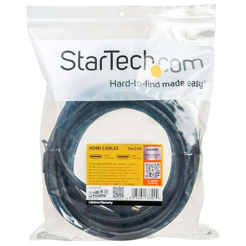 StarTech.com 23ft (7m) Premium Certified HDMI 2.0 Cable with Ethernet - High Speed Ultra HD 4K 60Hz HDMI Cable HDR10 - Long HDMI Cord (Male/Male Connectors) - For UHD Monitors, TVs, Displays (HDMM7MP) 3