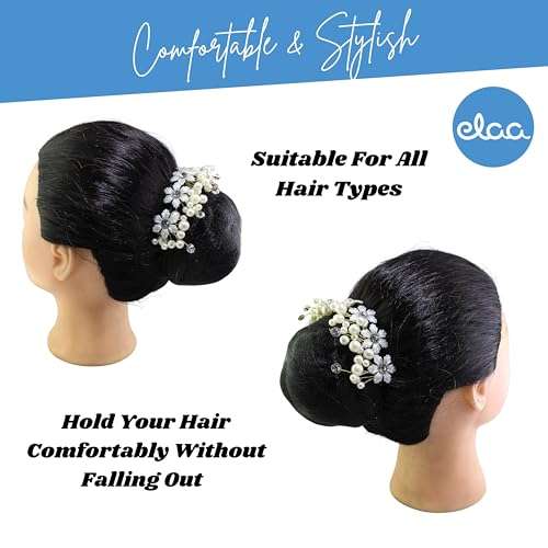 [Ear Lobe & Accessories] Floral Pattern | White Hair Accessories | 17.5 cm, Pack of 1 Pc 4