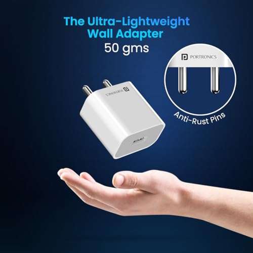 Portronics Adapto 12 2.4A 12W Fast Wall Charger for iPhone 11/Xs/XS Max/XR/X/8/7/6/Plus, iPad Pro/Air 2/Mini 3/Mini 4, Samsung S4/S5, and More(White) 5
